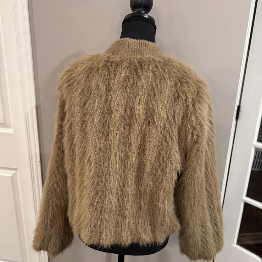 Rino & Pelle Chaimae Faux Fur Cardigan Jacket Taupe Medium M - Picture 2 of 5